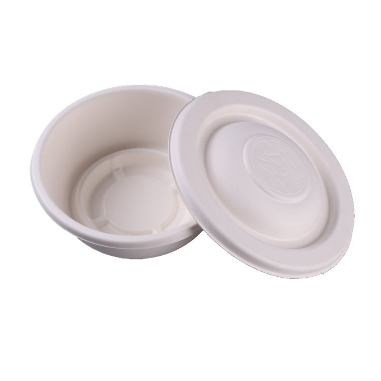 Custom Compostable Sugarcane Bagasse Pulp Molded Food Bowl with Lid