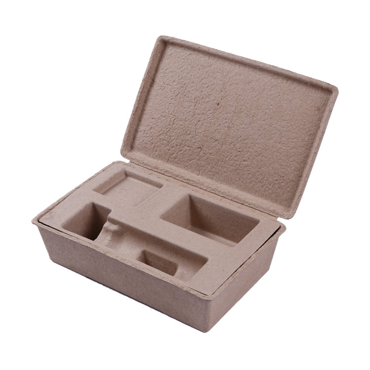 Brown Recycled Paper Pulp Molded Packaging Box with Insert for Skincare Products