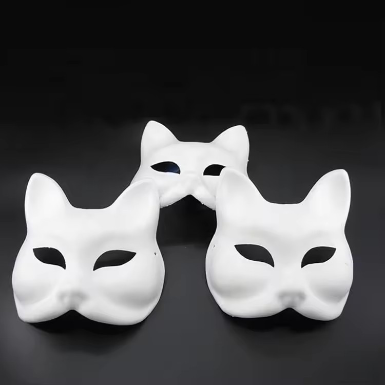 DIY Dress Up Masks Cat Masks to Paint Animal Cosplay Blank Painting Cat White Mask